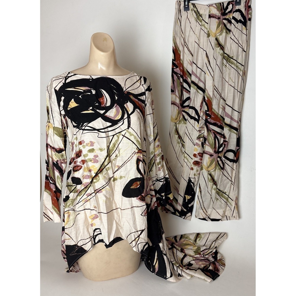 IC by Connie K Top and Pants Set XS top Small bottoms artsy abstract pattern